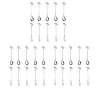 Wzxksoac 15 Cuchara + 15 Tenedores Hoja de Acero Inoxidable Cuchara de Pastel de Café Tenedor Cucharas de Postre, Juego de Cucharaditas para Remover Plata