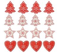 Wzxksoac 16 Piezas Mezclado DIY Y Rojoarbol/Corazon/Estrella Ornamentos De Madera para Fiesta Navidad Ornamentosarbol De Navidad Regalos Decoraciones para Ninos