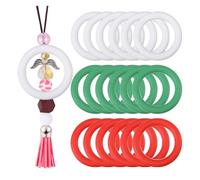 Wzxksoac 18 Anillos Tóricos con Cuentas de Silicona, Anillos Redondos de 65 mm con 2 Orificios para Bricolaje, Pulsera, Collar, Fabricación de Adornos Navideños
