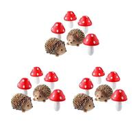 Wzxksoac 18X Accesorios de Hadas de Jardín, Erizos de Resina y Decoraciones en Miniatura de Setas de Madera para Manualidades de Bonsái