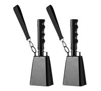 Wzxksoac 2 Cencerros de Acero de 23 cm, para Hacer Ruido, con Correa de Muñeca para Eventos Deportivos, Color Negro.