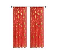 Wzxksoac 2 Cortinas Navideñas Transparentes con Estampado de Copos de Nieve para Sala de Estar, 132 cm de X 274 cm de