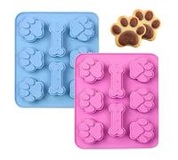 Wzxksoac 2 Moldes de Silicona para Cachorros, Molde para Pata y Hueso, Molde para Cubitos de Hielo, Gelatina, Galletas, Chocolate, Molde para Hornear Dulces