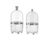 Wzxksoac 2 Piezas Soporte para Brochas de Maquillaje con Tapa 360 Giratorio Transparente A Prueba de Polvo Contenedor para Brochas de Maquillaje para Tocador de Escritorio-A