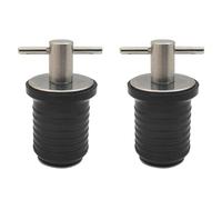 Wzxksoac 2 Tapones de Drenaje Tipo T de Acero Inoxidable 304 y Goma con Giratorio para Orificio de Drenaje de 25 mm en el Espejo de Popa de un o