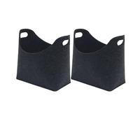 Wzxksoac 2 Uds., Soporte Negro para LeñA para el Hogar, Cesta de Almacenamiento, Bolsa de Fieltro para Libros de Juguete, Cesto Plegable para la Colada