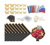Wzxksoac 20 Hojas de Papel de Regalo de Flores, Papel de Regalo de Ramo Impermeable, Papel de Regalo de Flores para Negro
