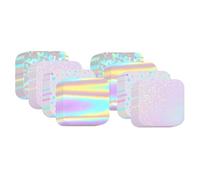 Wzxksoac 200 Piezas de Suministros para Hacer Botones Cuadrados, Película Brillante para Máquina para Hacer Pins, Kit de 4 Estilos de Láminas Laminadas Holográficas Transparentes.