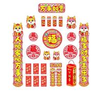 Wzxksoac 2024 AñO Pareados Chinos Linterna de Papel Chunlian Pegatinas del AñO del DragóN para la Fiesta del Festival de B