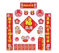 Wzxksoac 2024 AñO Pareados Chinos Linterna de Papel Chunlian Pegatinas del AñO del DragóN para la Fiesta del Festival de A