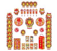 Wzxksoac 2024 AñO Pareados Chinos Linterna de Papel Chunlian Pegatinas del AñO del DragóN para la Fiesta del Festival de D