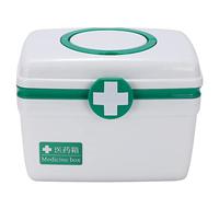 Wzxksoac 21.5X18X15.8Cm Kits de Medicina Familiar Verde Contenedor de Primeros Auxilios MéDica Caja MéDica de PláStico Manija de RecoleccióN de Medicina de Almacenamiento PortáTil Caja