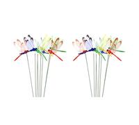 Wzxksoac 24 Piezas LibéLula Artificial Mariposas DecoracióN de JardíN SimulacióN Al Aire Libre Estacas de LibéLula Patio Planta