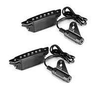 Wzxksoac 2X -85 Negro Fonocaptor de Pozo de Sonido de 6 Agujeros con Correa de Potencia Jack de Extremo-Pin para Guitarra Acústica