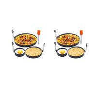 Wzxksoac 2X Anillos para Huevos Antiadherentes,Anillos para Panqueques de 4 Pulgadas, 6 Pulgadas Y 8 Pulgadas,Molde para Cocinar Huevos con Cepillo Aceite para Muffin Tortilla Huevos