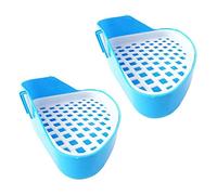Wzxksoac 2X Baño de Conejo Bandeja de Camada,Cuarto de Baño para Animales Pequeños Orinal de Esquina,Rincón de Bandejas (Azul)