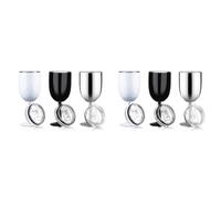 Wzxksoac 2X Copas de Vino de Acero Inoxidable con Tallo y Tapa, Vaso de Vino Aislado de Doble Pared, Copas de Vino Irrompibles, 10 Oz A