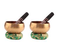 Wzxksoac 2X Cuenco Tibetano de Cobre Hecho una Mano de Nepal Canto de Meditación de Yoga y Cuenco de Música Budista