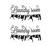 Wzxksoac 2X Decoración de la Sala de Lavandería Las Etiquetas de Pared Talladas Pueden Quitar Las Etiquetas Adhesivas: Negro