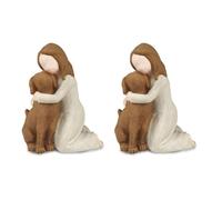 Wzxksoac 2X Estatuas de Figuras de Love My Dog, Regalos de Recuerdo de Amistad de de Perro, Figuras Esculpidas Pintadas A Mano para Amantes de los Perros MarróN