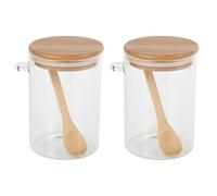 Wzxksoac 2X Frasco de Vidrio para Almacenamiento de Alimentos Contenedor de Sellado Transparente con Tapa Y Cuchara para Té Suelto, Sal, AzúCar, Café, Grano de ConservacióN