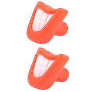 Wzxksoac 2X Funny Pet Dog Puppy Chew Sound Squeaky Risita Big Smile Labios Y Dientes Jugar Toy Rojo