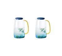 Wzxksoac 2X Jarra de Vidrio con Tapa, Jarra de Limonada, Jarra de Té, Jarra de Vidrio de Borosilicato, para Agua Caliente Y Fría, Bebidas, Vino, Té