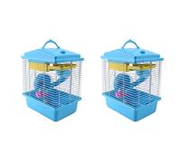 Wzxksoac 2X Jaula para Mascotas Casa de Hámster con Claraboya Transparente Casa de Doble Capa para Hámster Mascota de Hámster Dorado Azul