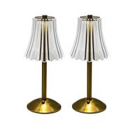 Wzxksoac 2X LáMpara de Mesa Decorativa de Cristal LED 800MAh AtmóSfera Recargable Luz Brillo de 3 Niveles para Restaurante Café