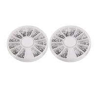 Wzxksoac 2X Plata Rhinestones Cajas de Cristal Clave Manicura Unas de Arte Brillo 1,5 mm Rueda