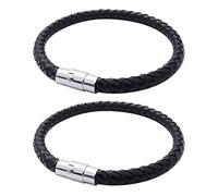 Wzxksoac 2X Pulsera de Joyeria, Acero Inoxidable de, Pulsera de, para Hombres Mujeres, Negro - 6mm