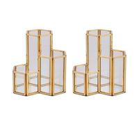 Wzxksoac 2X Sostenedor de la Pluma Compuesto Hexagonal de Cobre de Vidrio Caja de Vidrio de Cepillo de Maquillaje Organizador