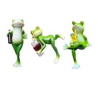 Wzxksoac 3 Figuras Decorativas para Macetas, Divertida Rana en Miniatura con Bebida, Estatua de Rana para Jardín, Adorno para Césped.