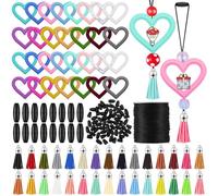 Wzxksoac 30 Juegos de Kit de Fabricación de Anillos con Cuentas de Silicona, Anillo Redondo de Cuentas de Silicona de 65 mm y con Colgante de, Hebilla Negra para Bricolaje