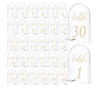 Wzxksoac 30 Letreros con Números para Mesas de Boda (1-30, 4 X 6 Pulgadas) para Banquetes, Fiestas y Restaurantes. Letreros para Mesa de Boda Hechos A Mano.