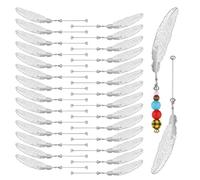 Wzxksoac 30 Marcapáginas con Cuentas DIY, Barra en con Colgante de Plumas, Soporte de Página con Cuentas, Marcapáginas, Kit de Fabricación Artesanal para Amantes de los Libros A