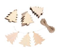 Wzxksoac 30 Piezas Árbol de Navidad de Madera Arbol de Madera En Embellecimiento con 10 Metros Guita Natural para La Decoración de Fiesta Vacaciones