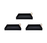 Wzxksoac 3X Bandeja de Servicio Cuadrada Creativa de de PU Cosméticos Artículos Placa de Almacenamiento de Escritorio con Asa (Negro)