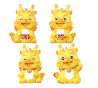 Wzxksoac 4 Piezas Mini Estatuilla de DragóN de AñO Estatua de DragóN del ZodíAco Dorado de Resina para DecoracióN de Coche de Mesa de AñO