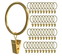 Wzxksoac 40 Anillas para Cortinas con Clips, para Anillas, Diámetro de 3,8 cm, Aptas para Barras de hasta 3 cm, Doradas.