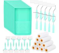 Wzxksoac 40 Cubiertas de Rodillos de Espuma Pequeños de 4 Pulgadas, Kit de Rodillos de Pintura con Ergonómico, Bandeja de Pintura para Pintar y Molduras.