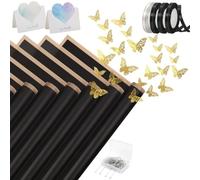 Wzxksoac 40 Hojas de Papel de Regalo de Flores con 4 Rollos de Cintas de Flores, 20 Tarjetas, 36 Piezas de Mariposas Doradas 3D, Negro