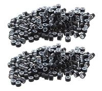 Wzxksoac 400 Pcs 5mm Micro-Anillo Negro de Silicona Forrado Links Beads para EXtension de Cabello Instalacion Y Plumas