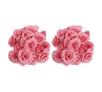 Wzxksoac 40Pzs Corola Cabeza Rosa Artificial DIY Decoracion de Boda Diametro de 65 mm - Rosa