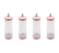Wzxksoac 4X Botella Exprimible Accesorios de Cocina de Salsa Vinagrera de Salsa de Tomate Aceite Vinagre Salsa de SOYA de PlÁStico Dispensador de Condimentos Rosado + Transparente
