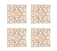 Wzxksoac 4X Fuente de la Etiqueta de Madera Estilo Europeo Accesorios de Talla de Madera Real de Apliques Y Al por Menor Tallado en Madera 20X20X2cm