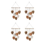 Wzxksoac 4X Hoja de Macramé para Colgar en la Pared HabitacióN, DecoracióN del Hogar, Tapiz de Pared EstéTico Tejido, DecoracióN de la Boda de la HabitacióN del Hogar, Color Caqui