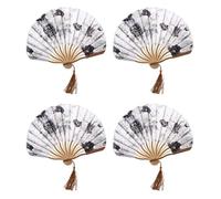 Wzxksoac 4X Tela de de Peonía Gris China Bamboo Folding Dancing Hand Fan