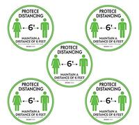 Wzxksoac 5 Piezas Pegatina de Etiqueta de Piso Antideslizante de Distanciamiento Social Etiqueta Engomada Redonda de Piso de Pies para Piso de Tienda Al Aire Libre