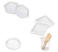 Wzxksoac 5Pcs DIY Moldes de Resina de Silicona Casting de Epoxy,Incluyendo Hexágono Redondo Y Molde Cuadrado para del Cemento Concreto de La Resina con de Medición Y 10 Palos de Madera